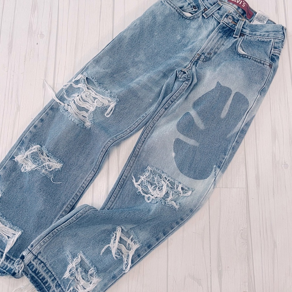 Vintage Levi 550 Custom Distressed Bleaching 10 Slim 23x34’